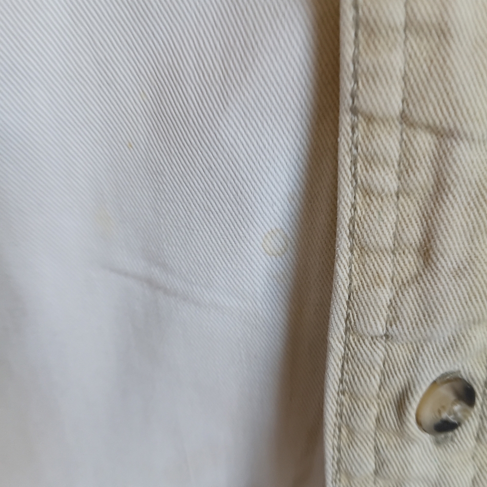 Vintage Riggins Two-Tone Denim & Khaki Button-Up Shirt Medium 80s 90s Cowboy - Picture 14 of 16